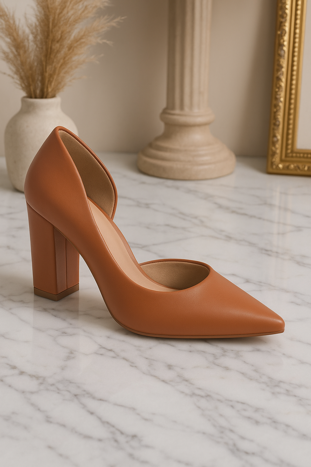 scarpin caramelo salto alto melvie